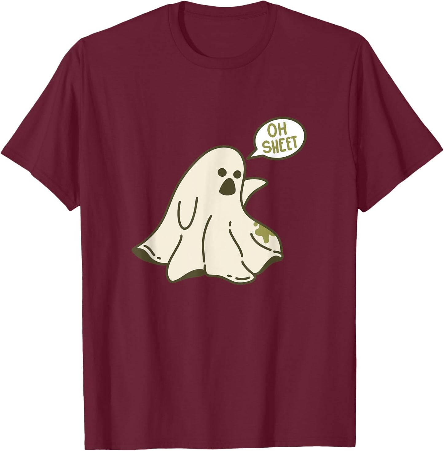 Oh Sheet, Ghost of Halloween Costume Fun T-Shirt - T-Shirt | Maroon