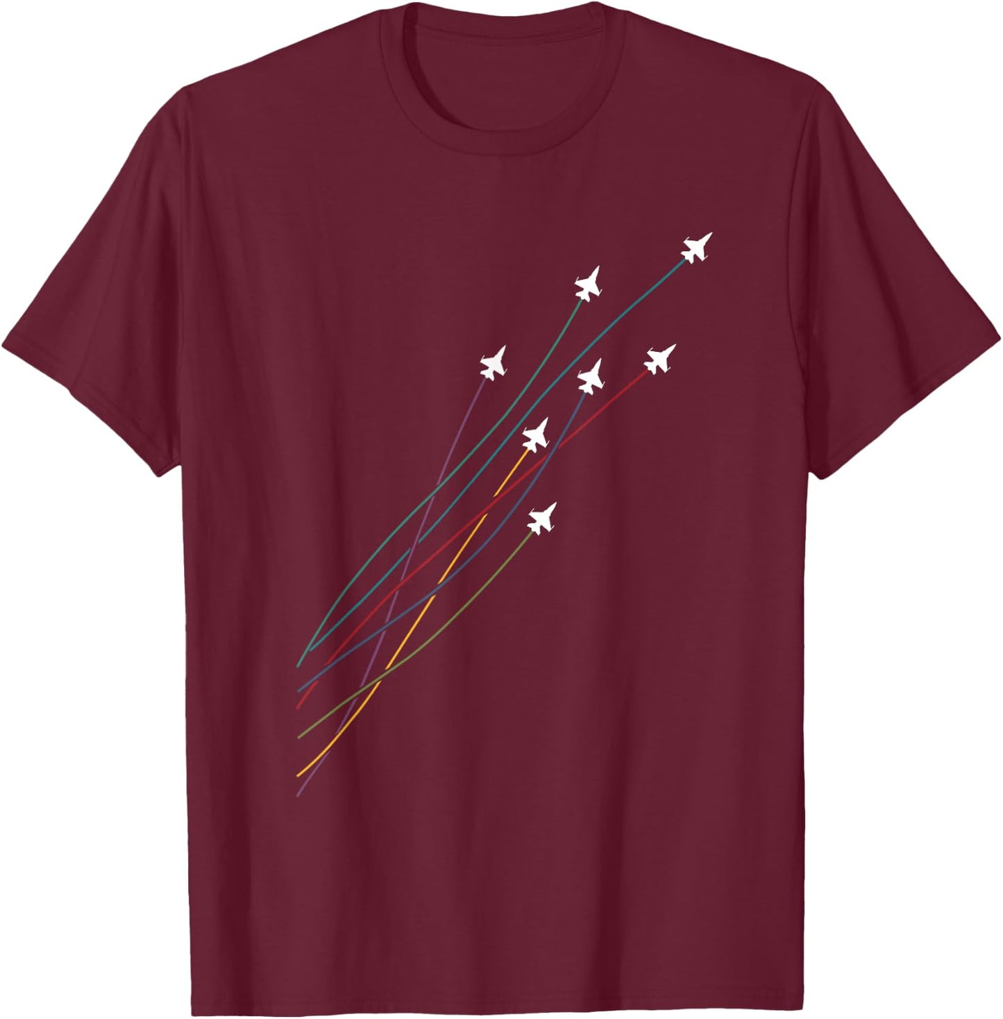 Pilot Colorful Flying Jets Airplanes Fighter Jet Gift T-Shirt - T-Shirt | Maroon