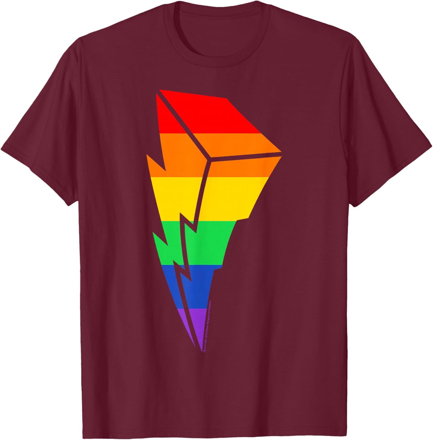 Power Rangers Pride Bolt Rainbow T-Shirt - T-Shirt | Maroon
