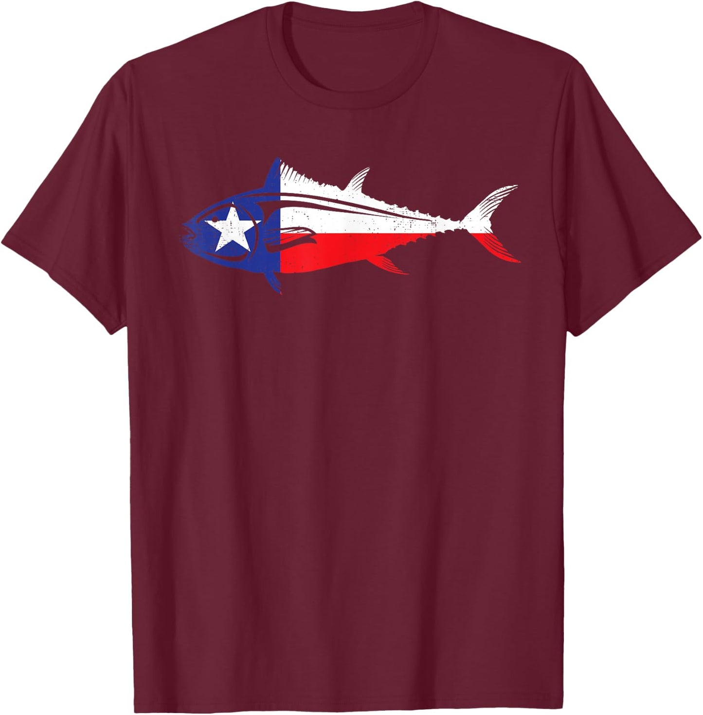 Texas Tuna Fishing Texan Tuna Fisherman Tuna Fish Texas Flag T-Shirt - T-Shirt | Maroon