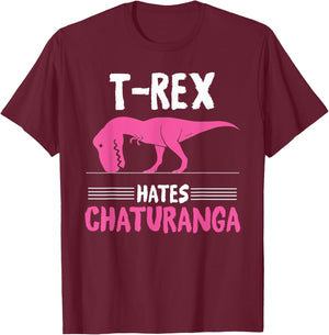 T-Rex Hates Chaturanga - Yoga Graphic T-Shirt - T-Shirt | Maroon