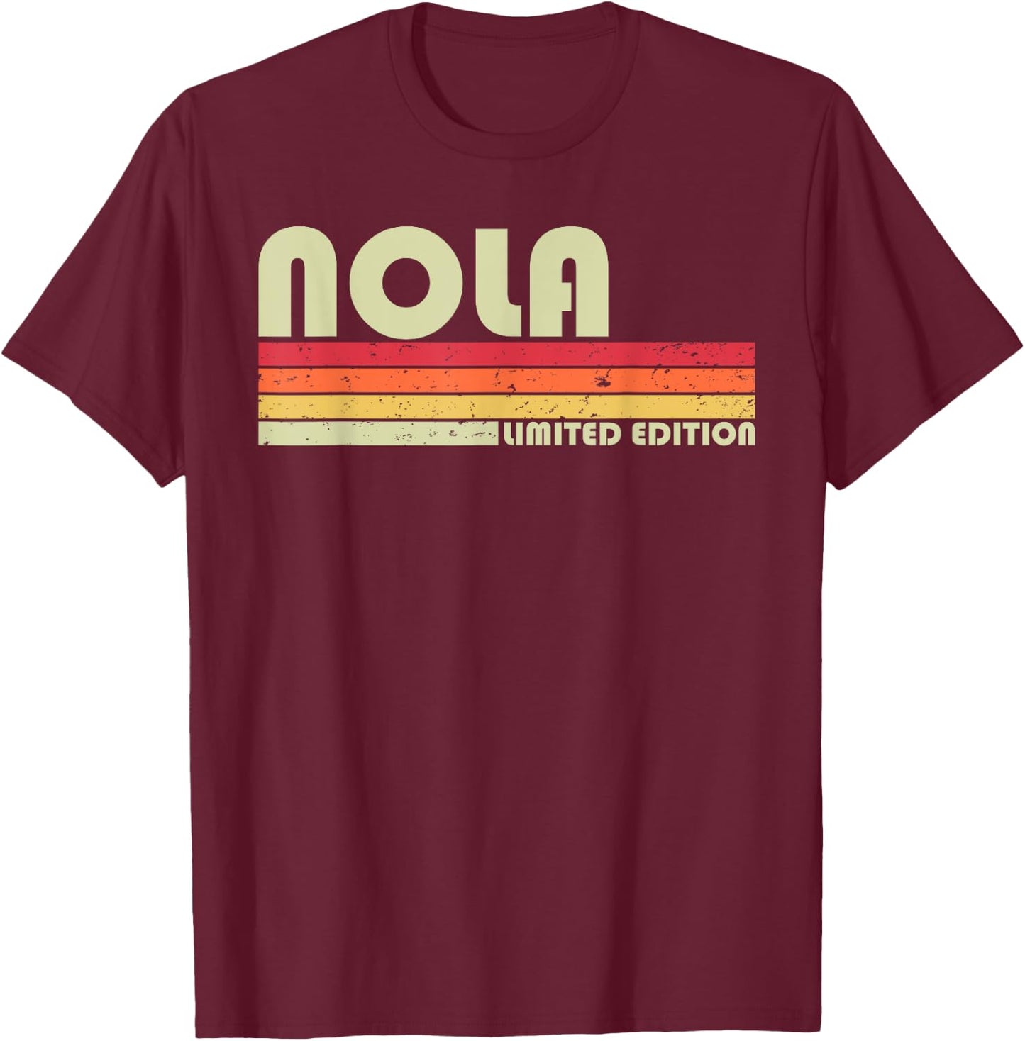 NOLA Gift Name Personalized Retro Vintage 80s 90s Birthday T-Shirt - T-Shirt | Maroon
