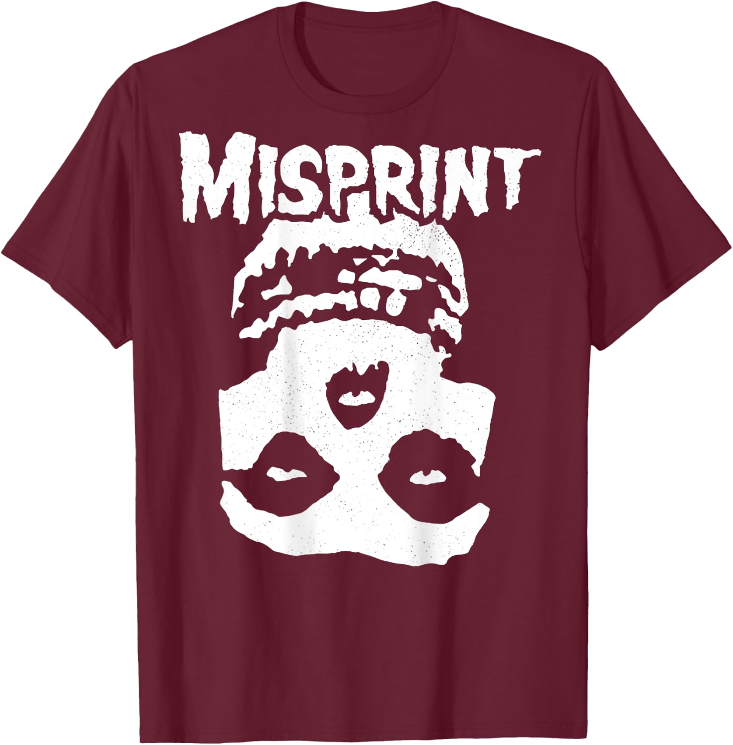 Misprint Skull (on back) T-Shirt - T-Shirt | Maroon