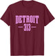 Detroit Michigan 313 Area Code Pride Retro T-Shirt - T-Shirt | Maroon