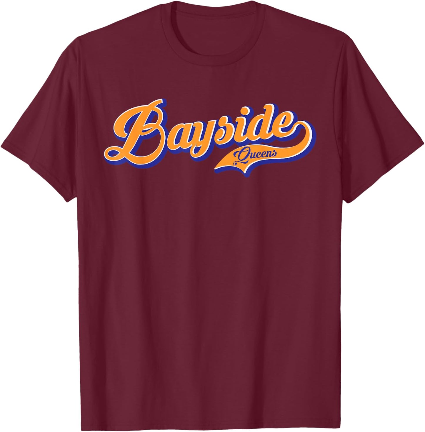 Bayside Queens New York City Classic Design T-Shirt - T-Shirt | Maroon