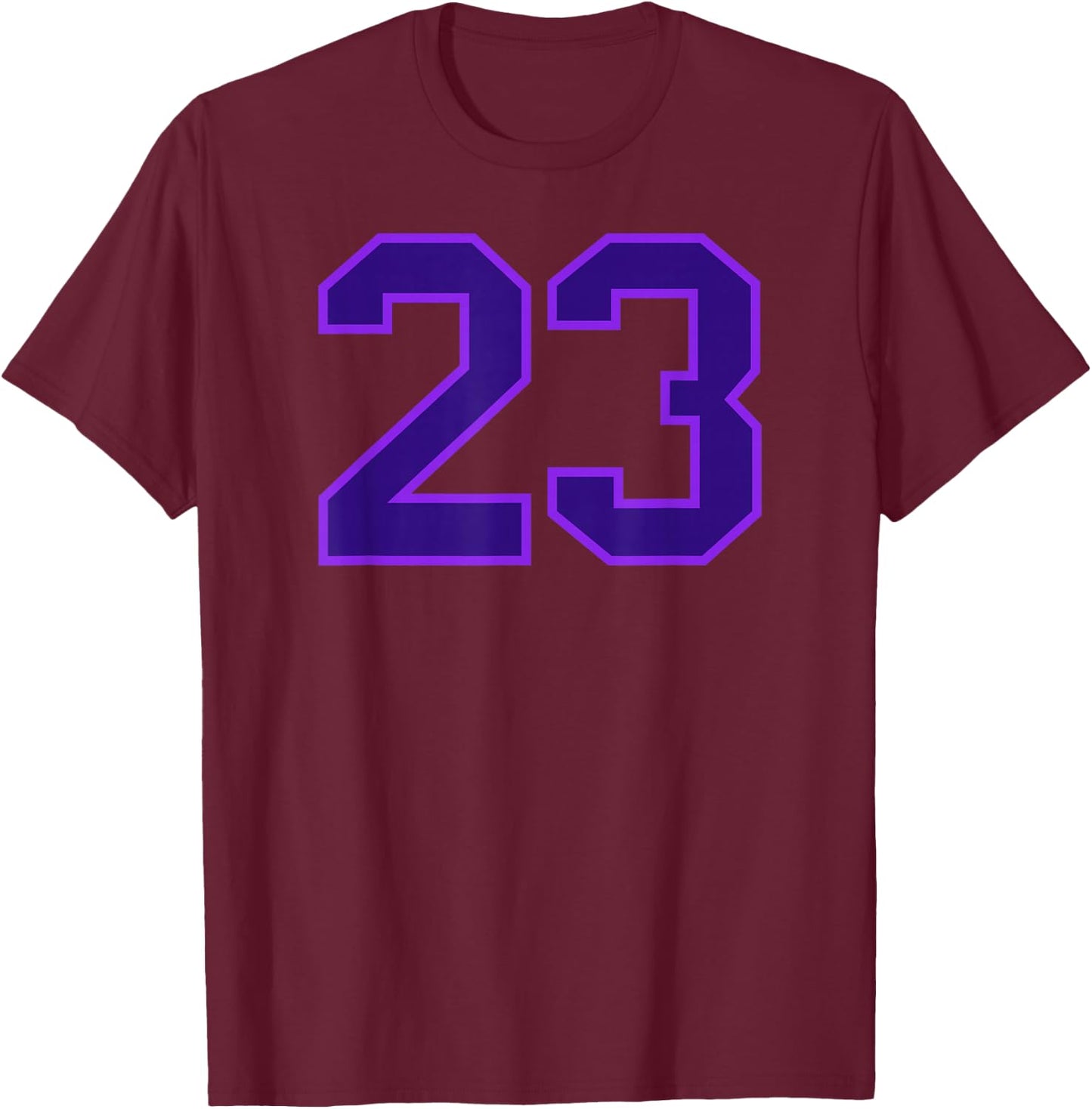 Purple Sports Team Number 23 T-Shirt - T-Shirt | Maroon