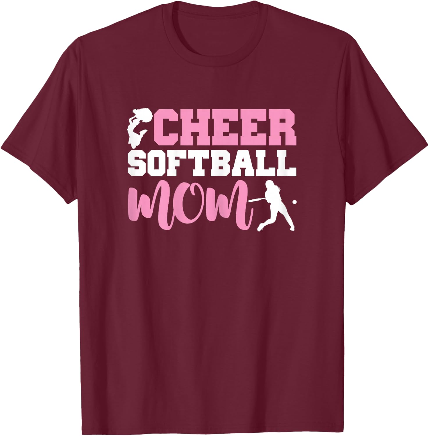 Funny Softball Cheerleading Lover Graphic Softball Cheer Mom T-Shirt - T-Shirt | Maroon