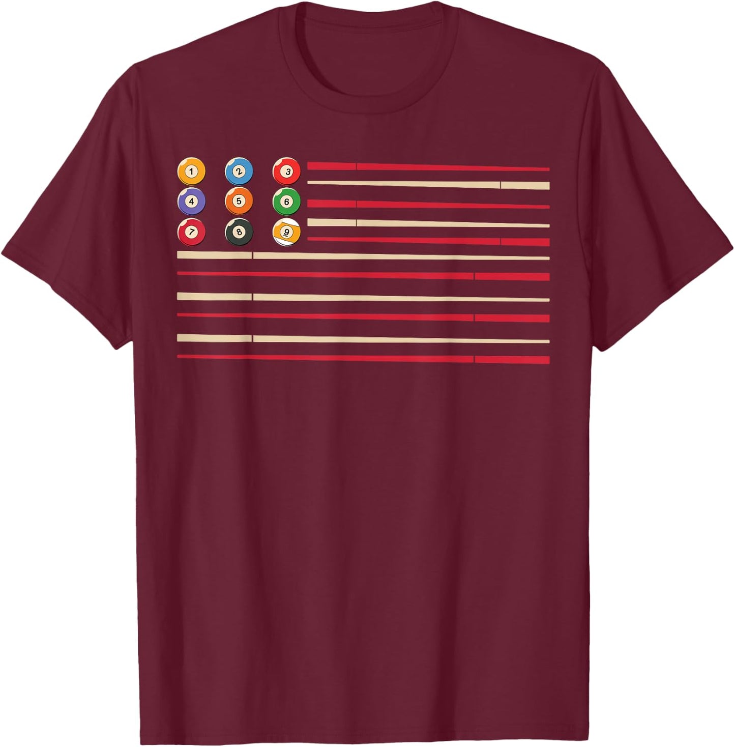 Billiard Player US Flag Pool Snooker T-Shirt - T-Shirt | Maroon