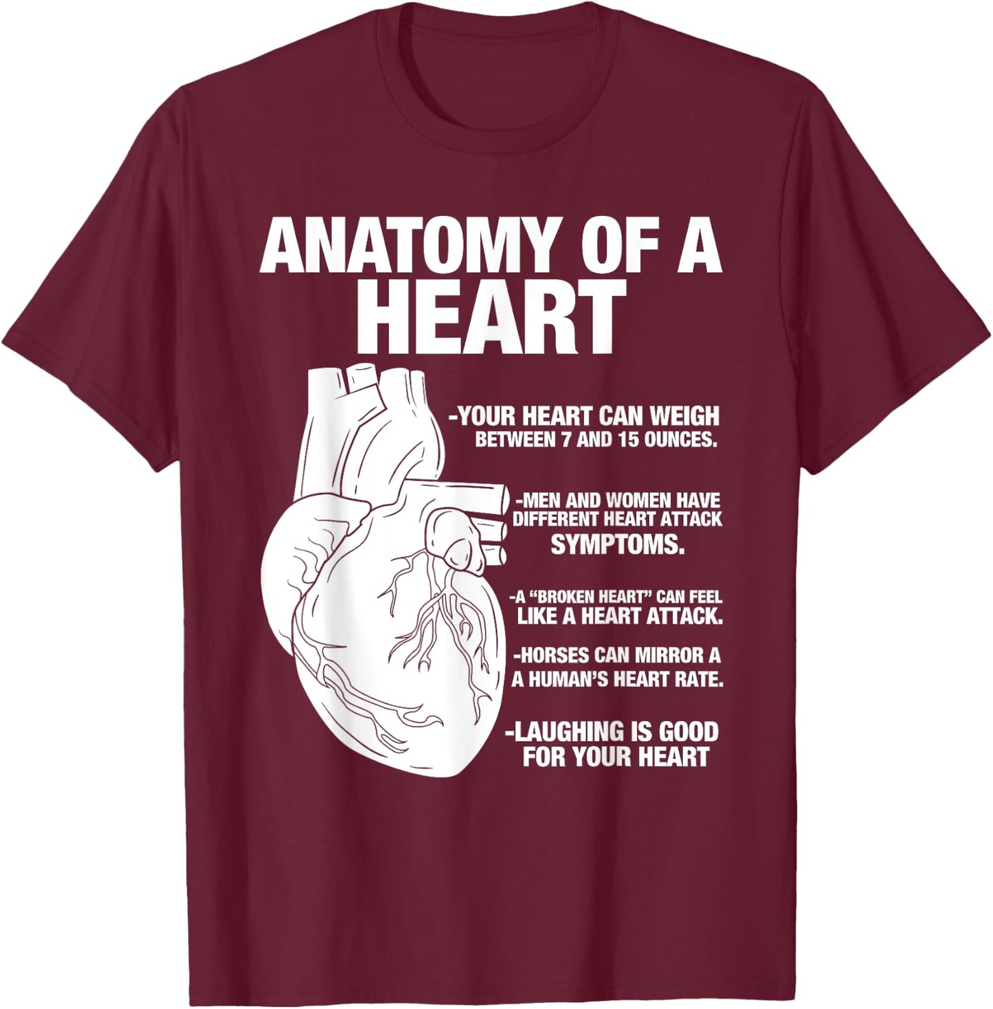 Anatomical Heart - Cool Cardiologist Design T-Shirt - T-Shirt | Maroon