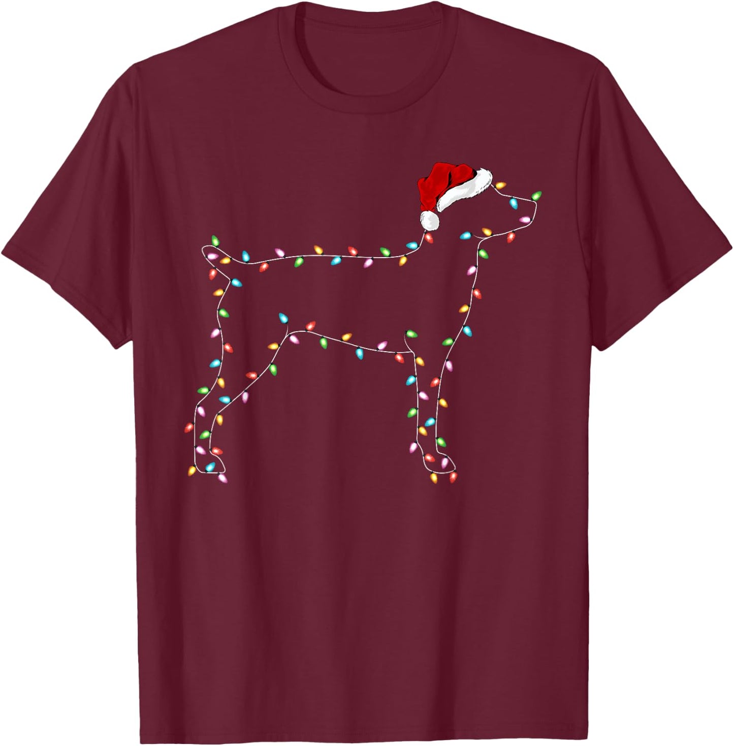 Rat Terrier Xmas Lighting Santa Hat Rat Terrier Christmas T-Shirt - T-Shirt | Maroon