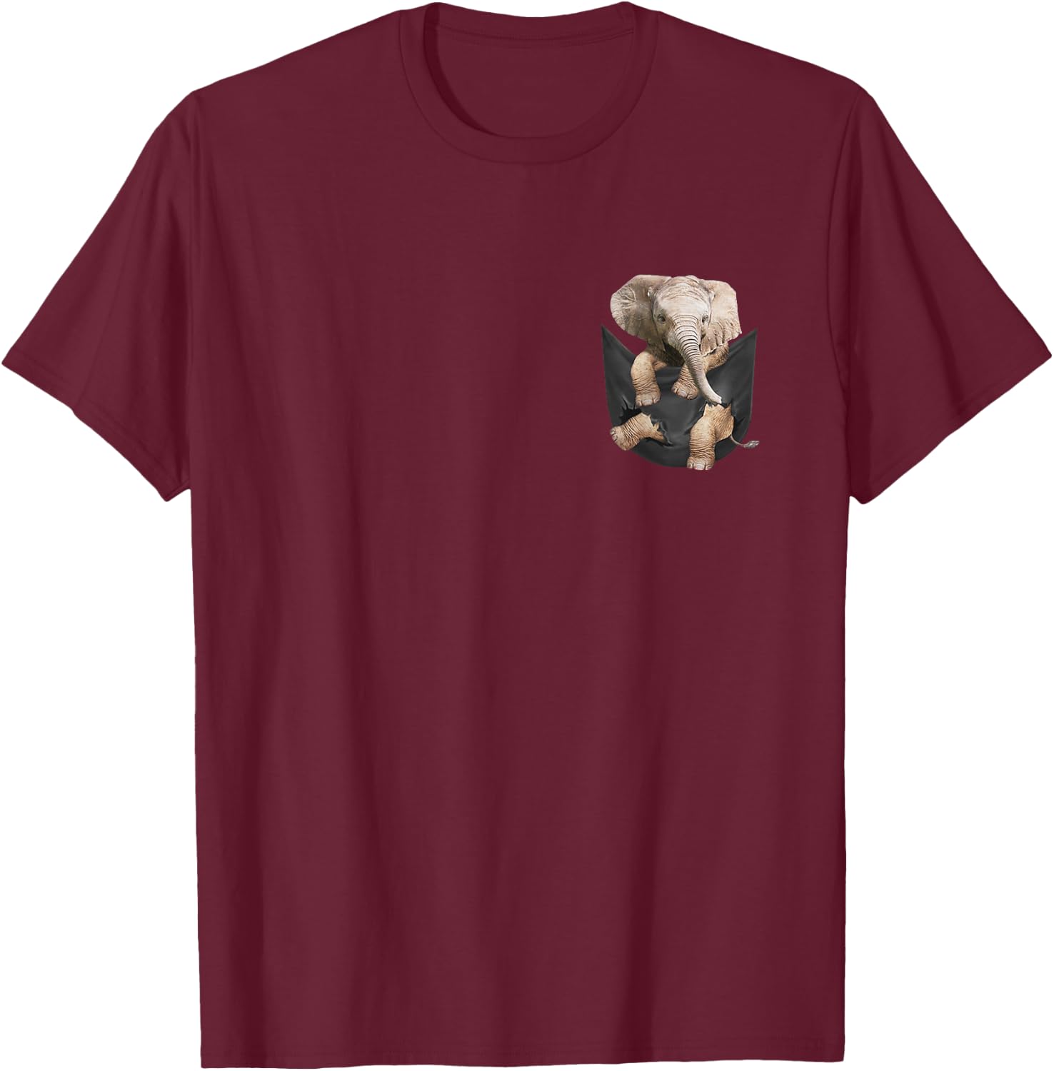 Elephant In Pocket Shirt Cute Elephant Lover Gift T-Shirt - T-Shirt | Maroon