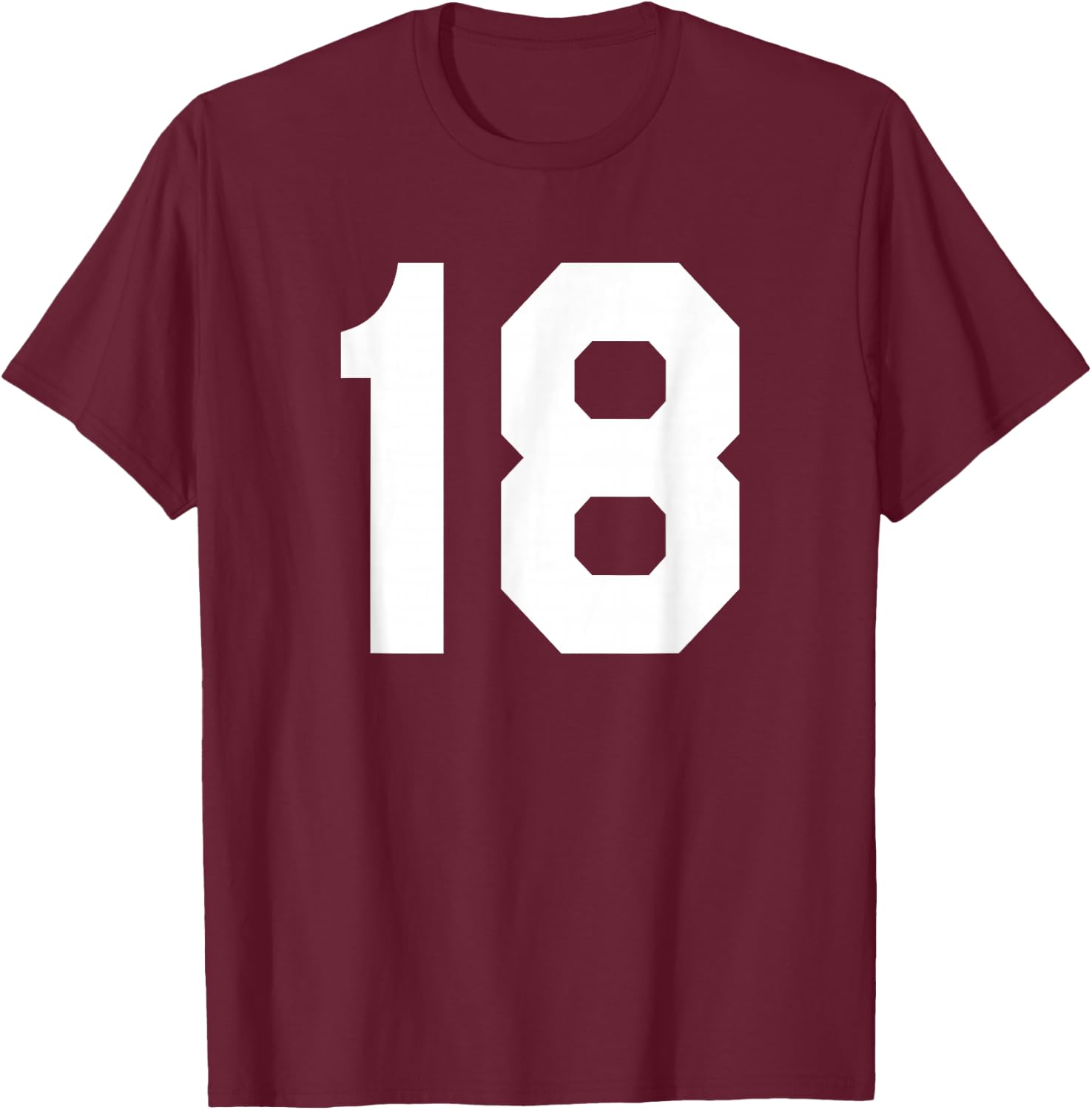 Number 18 Sports Jersey Front and Back Team Player T-Shirt - T-Shirt | Maroon