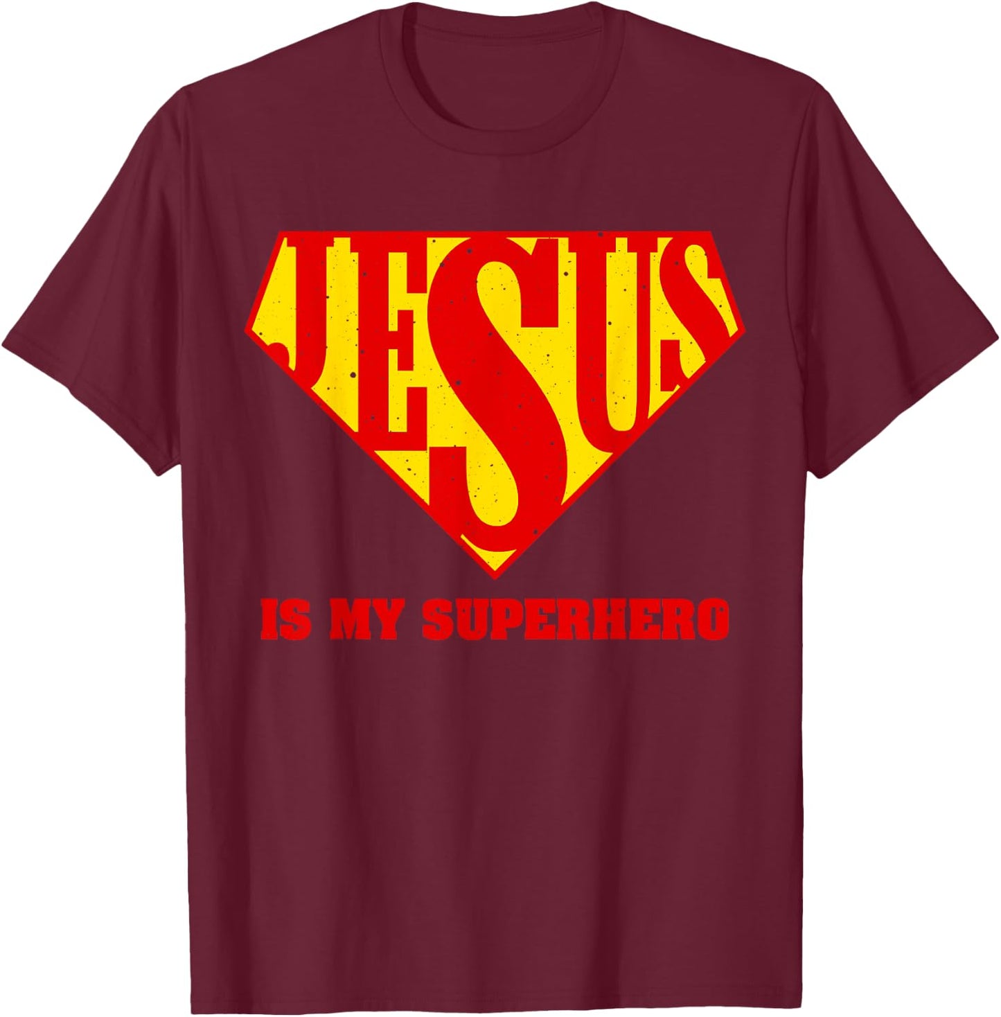 Cute Jesus Design For Boys Men Women Jesus Superhero Faith T-Shirt - T-Shirt | Maroon