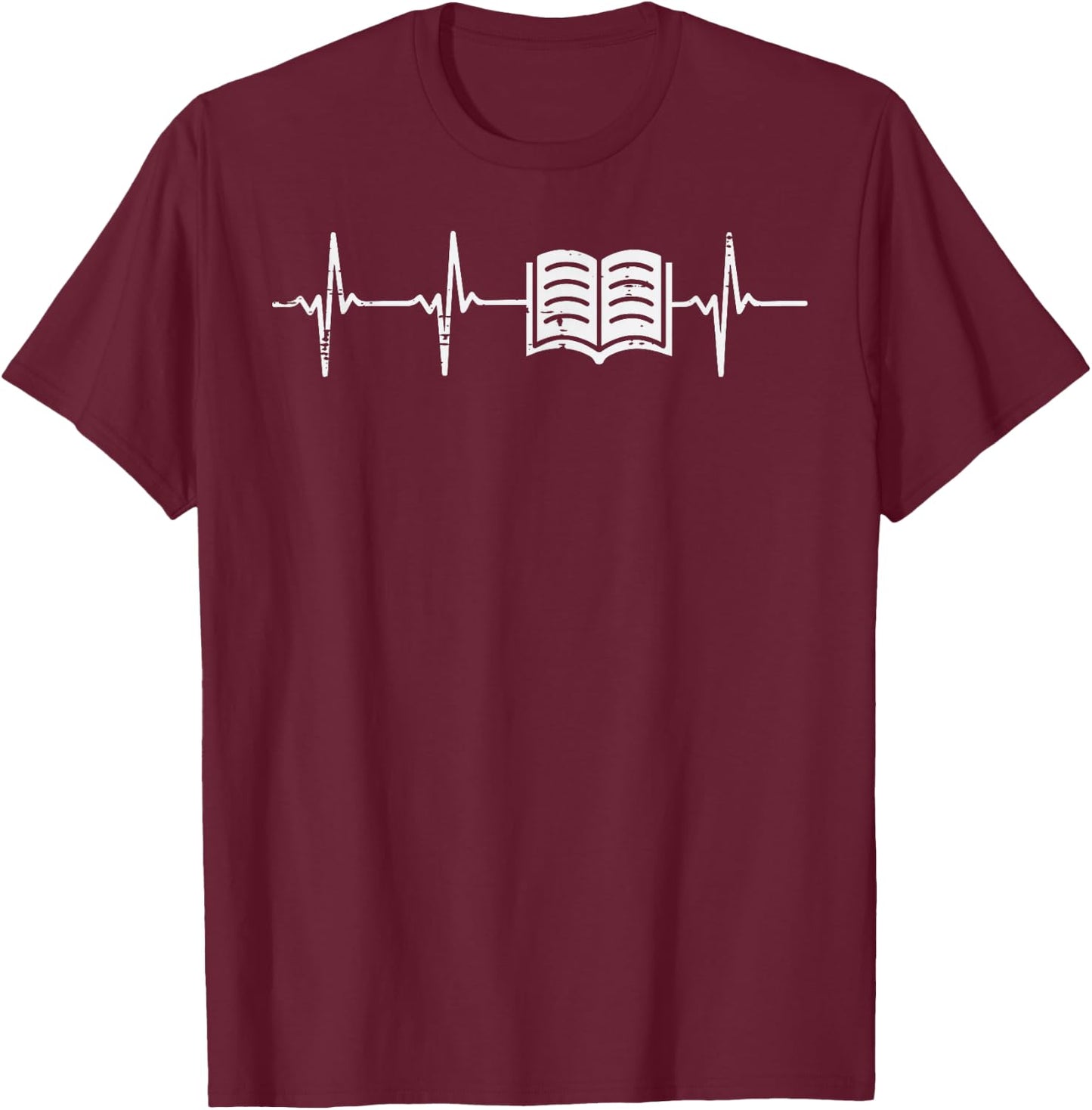 Heartbeat Book Reading Bookworm Librarian Teacher Men Women T-Shirt - T-Shirt | Maroon