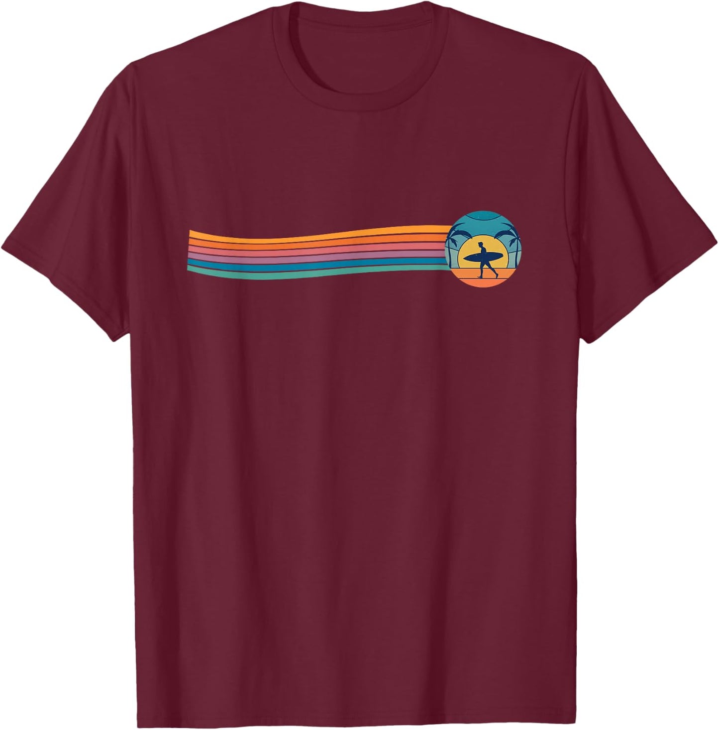 Surfboard Surf Surfer Surfboarder Retro Vintage T-Shirt - T-Shirt | Maroon