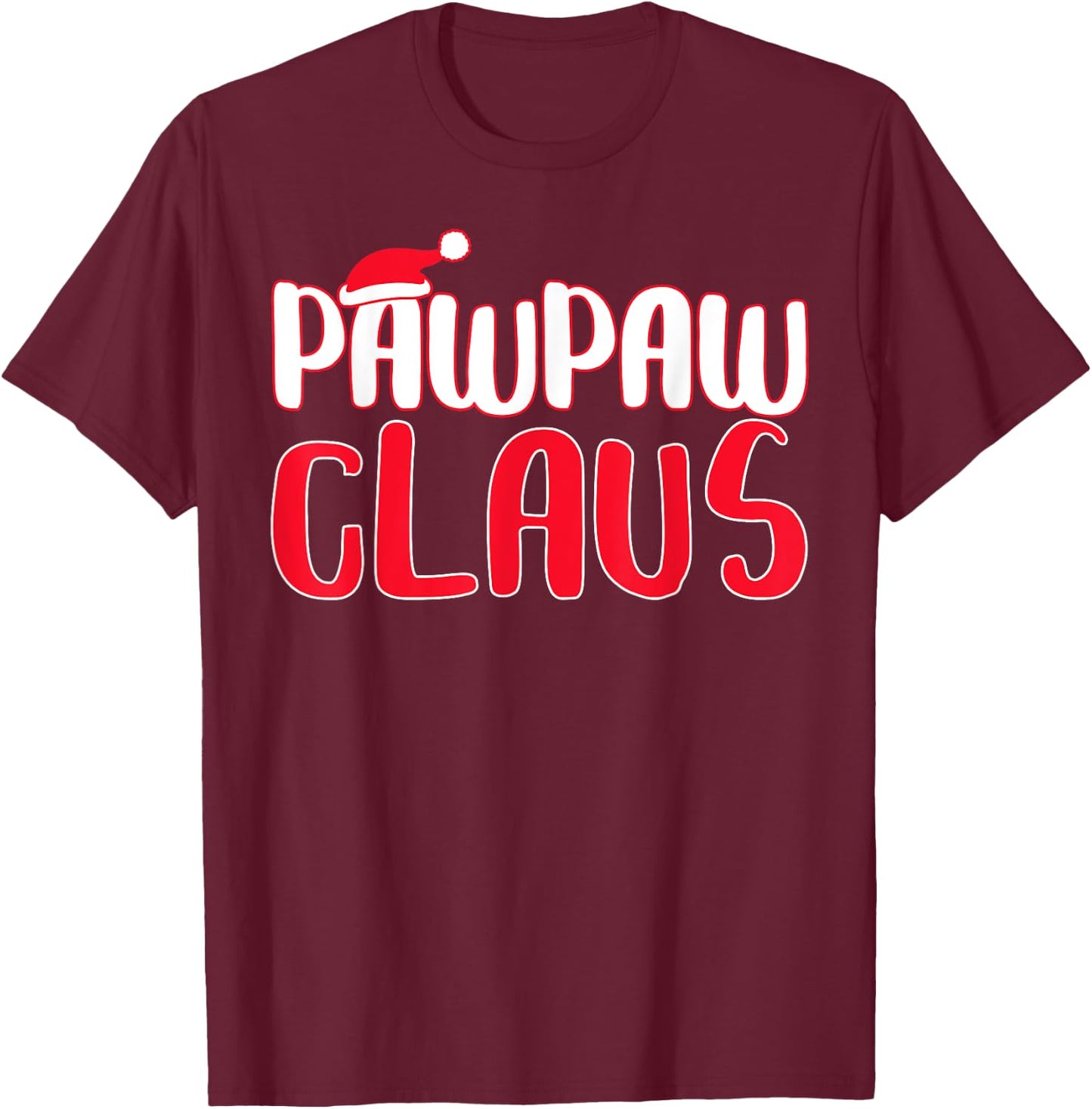 Pawpaw Claus - Men's Black Santa Christmas Shirt - Small - Short Sleeve - Cotton 65%, Polyester 35% T-Shirt - T-Shirt | Maroon