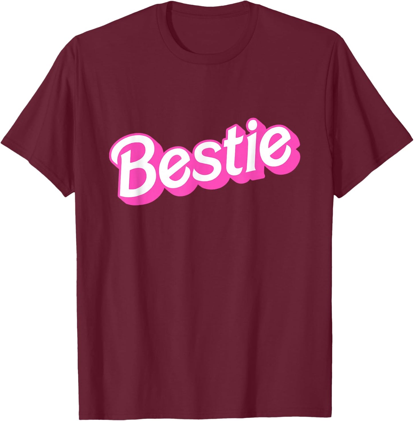 Bestie Pink & White Overlapping Font Halloween Costume T-Shirt - T-Shirt | Maroon