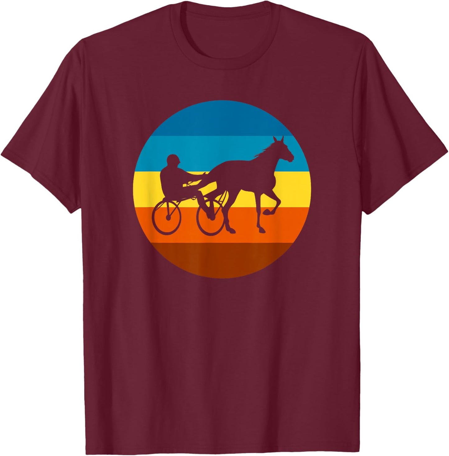 Harness Racing Retro Sunset Horse Race - Harness Racers T-Shirt - T-Shirt | Maroon
