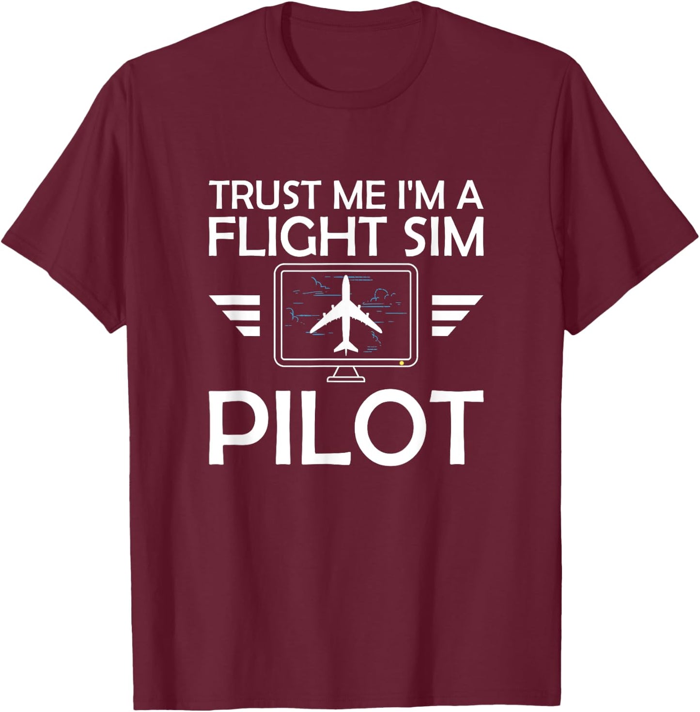 Flight Simulator Pilot Four Engine Jet Aircraft Aviation T-Shirt - T-Shirt | Maroon