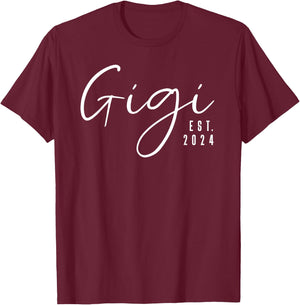 Gigi Est 2024 Gigi To Be Gifts New Grandma T-Shirt - T-Shirt | Maroon