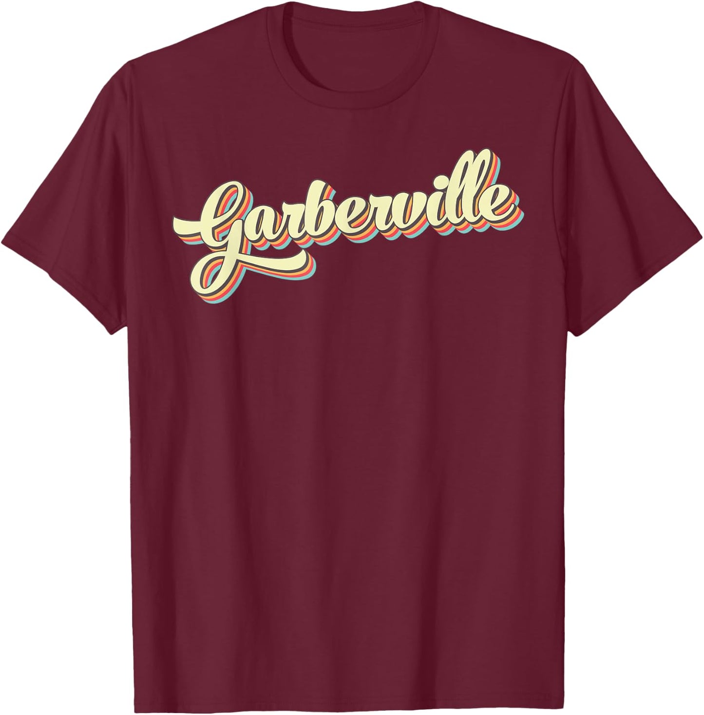 Garberville Retro Art Baseball Font Vintage T-Shirt - T-Shirt | Maroon