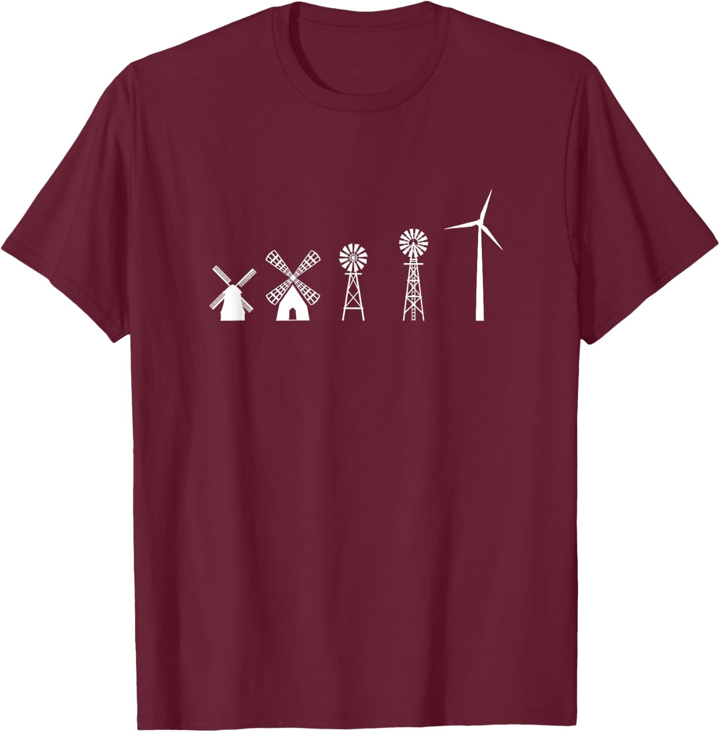 Wind Renewable Energy apparel wind energy evolution, windmill , Black T-Shirt - T-Shirt | Maroon