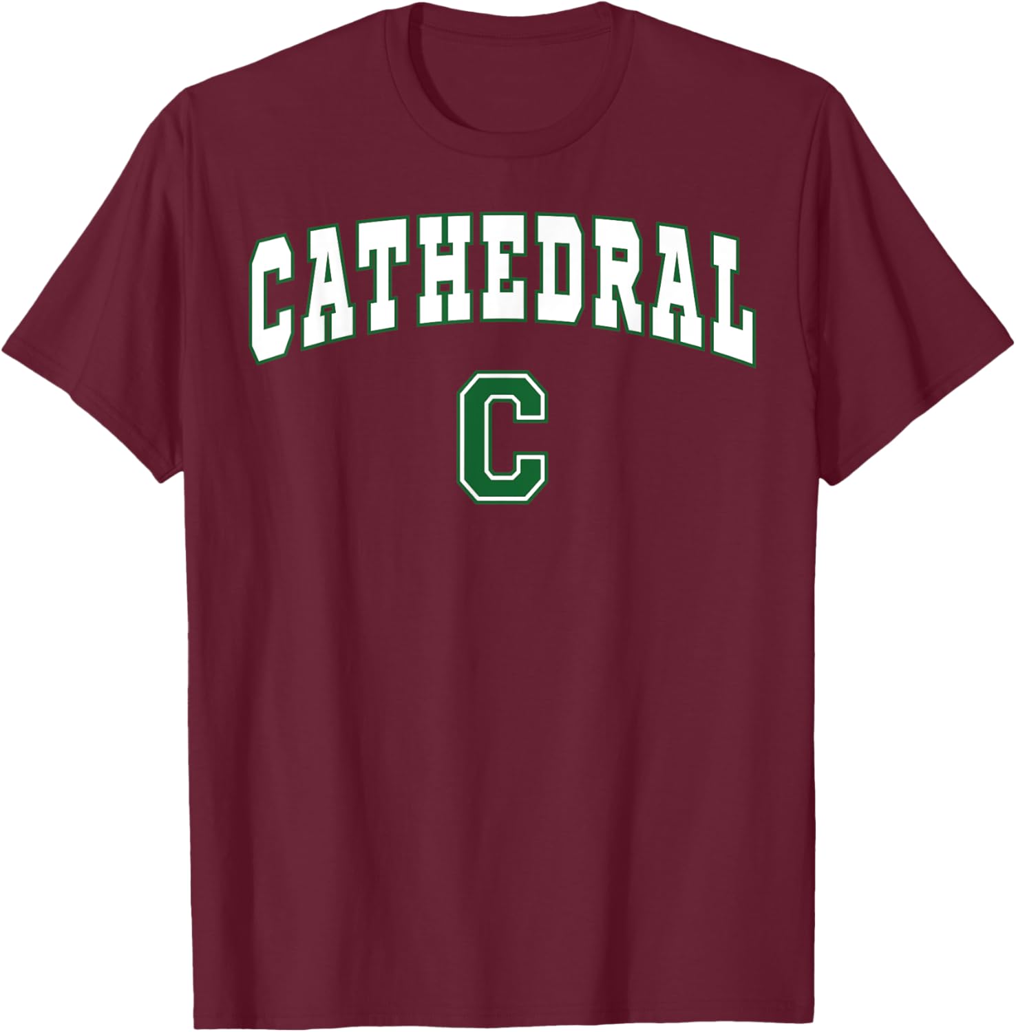 Cathedral High School Green Wave T-Shirt - T-Shirt | Maroon