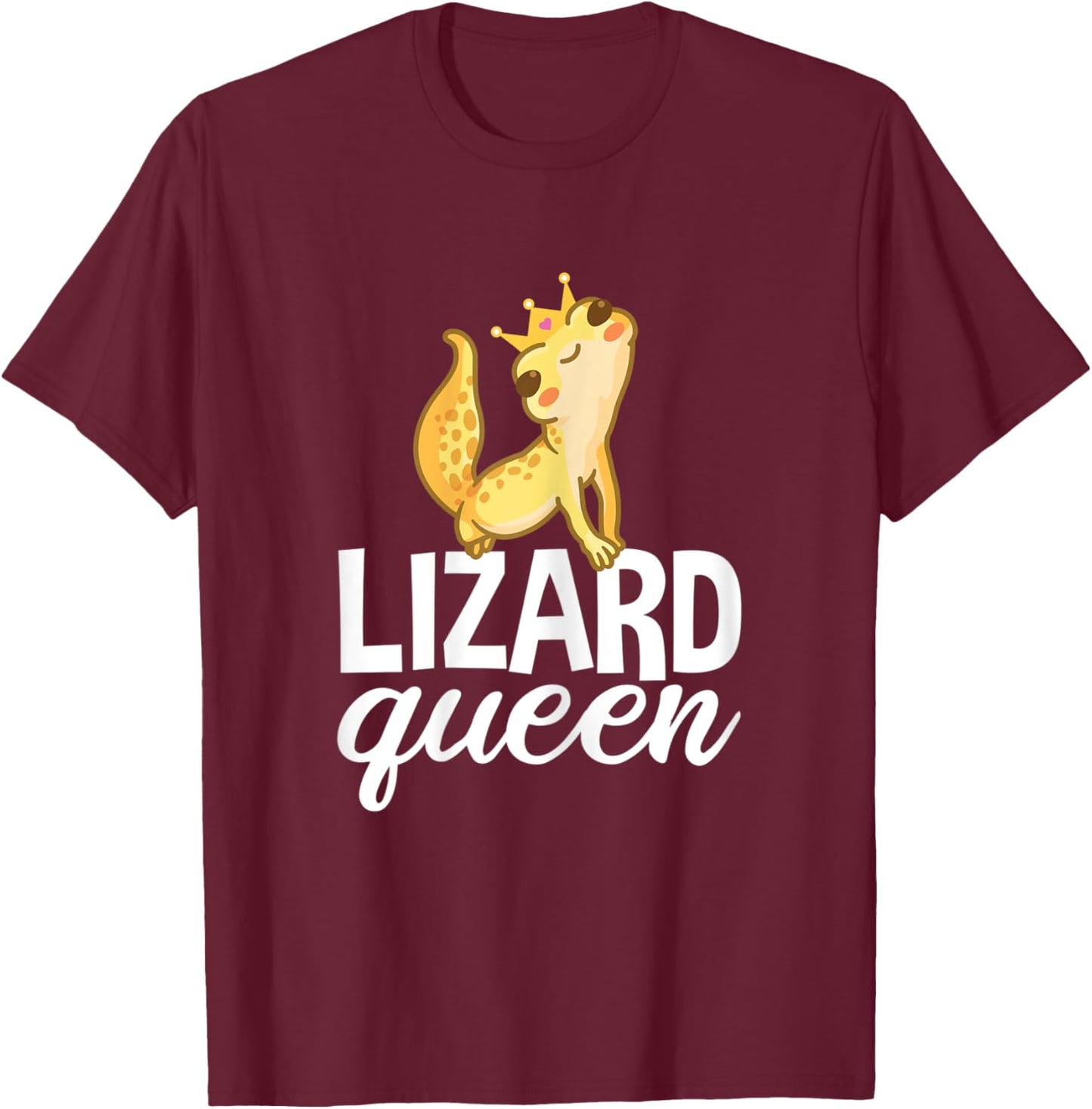 Lizard Queen Funny Cute Gecko Reptile Lover T-Shirt - T-Shirt | Maroon