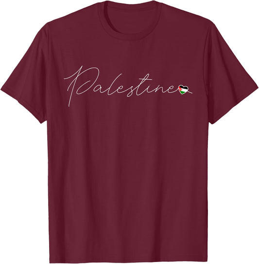 Dawlat Filastin Love Palestinian Flag Heart on Palestine T-Shirt - T-Shirt | Maroon