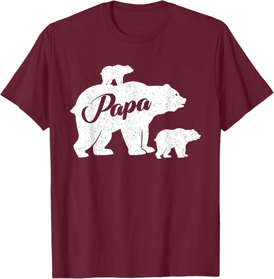 Papa Bear - Baby Newborn Twin Dad Bear Papabear T-Shirt - T-Shirt | Maroon