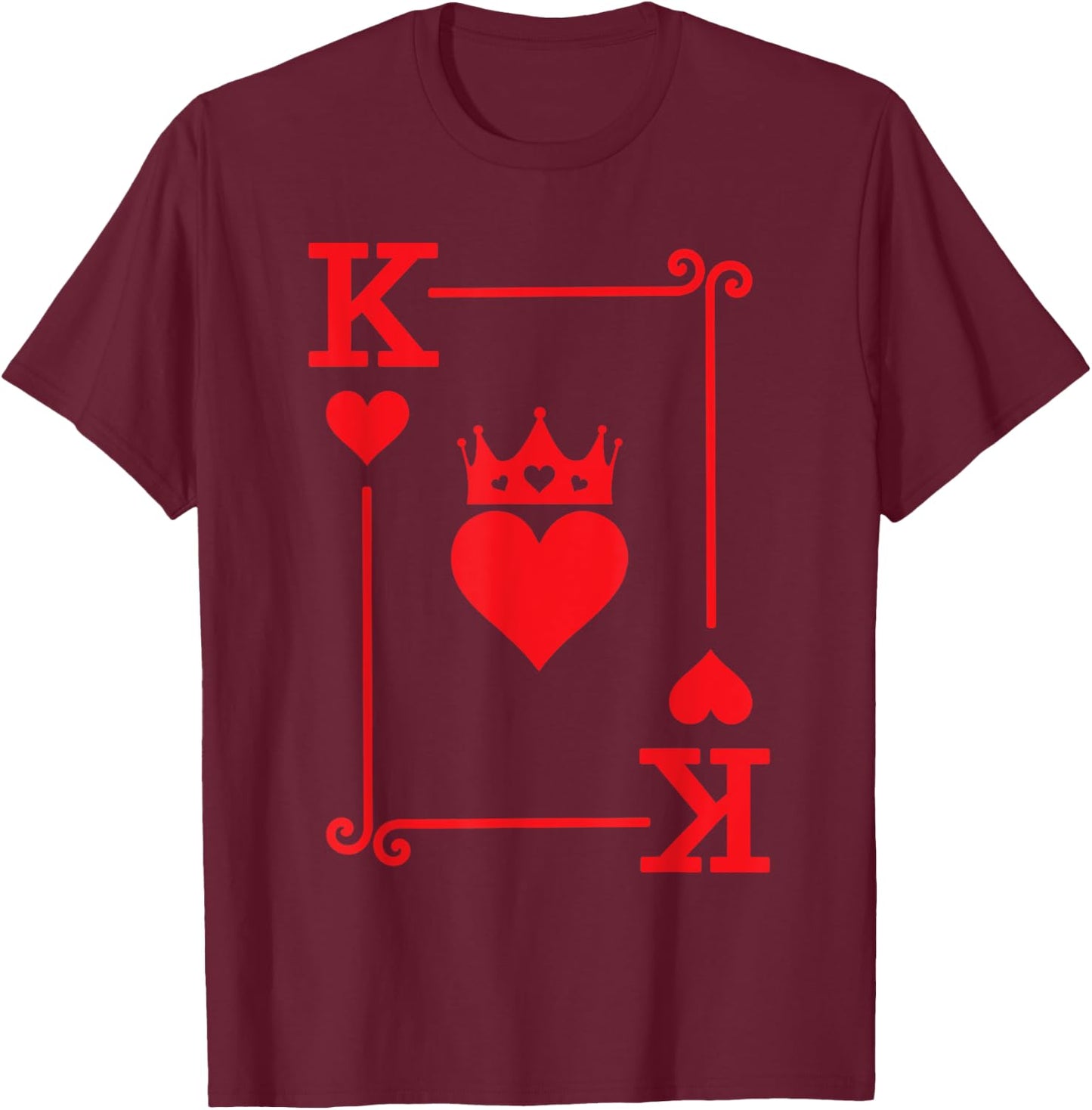 King Hearts Card Costume - Playing Cards - King of Hearts T-Shirt - T-Shirt | Maroon