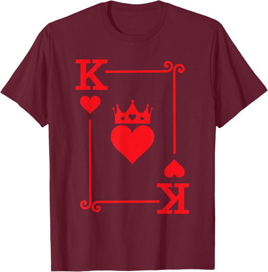 King Hearts Card Costume - Playing Cards - King of Hearts T-Shirt - T-Shirt | Maroon