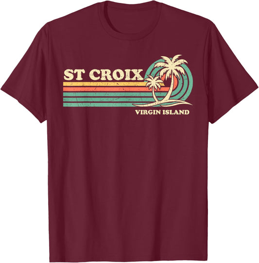 Vintage Retro Summer Vacation Virgin Island St. Croix Beach Men Women T-Shirt - T-Shirt | Maroon