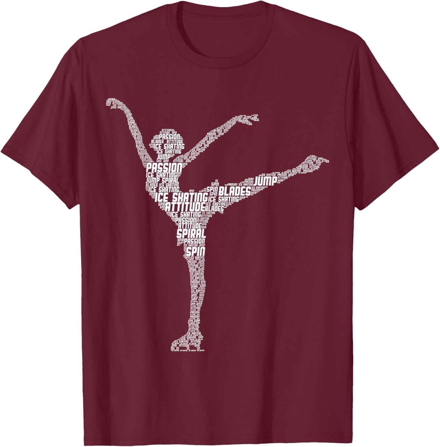 Figure Skating Ice Skates Girls Ladies T-Shirt - T-Shirt | Maroon
