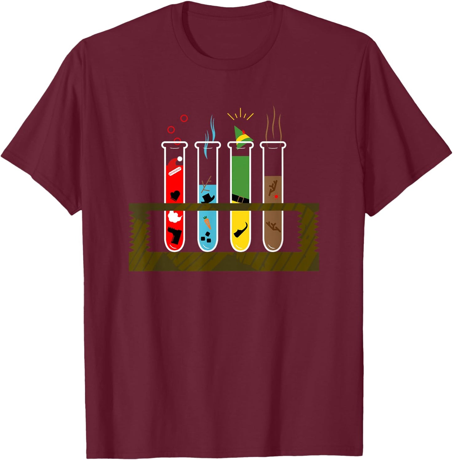 Melted Christmas - Chemist Christmas Funny - Test Tube T-Shirt - T-Shirt | Maroon