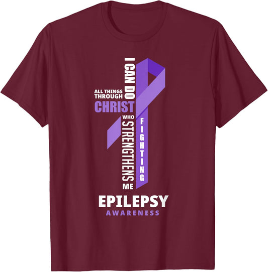 Epilepsy Warrior God Jesus Christ Epilepsy Awareness T-Shirt - T-Shirt | Maroon