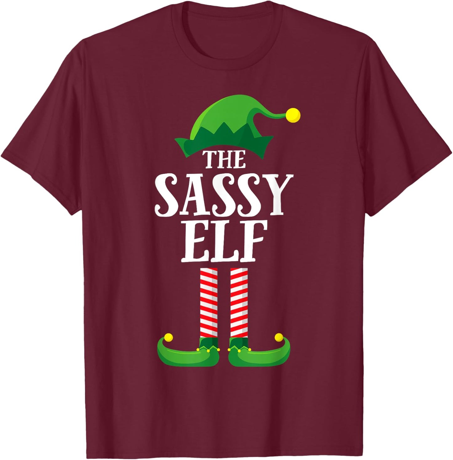 Sassy Elf Matching Family Group Christmas Party Pyjamas T-Shirt - T-Shirt | Maroon