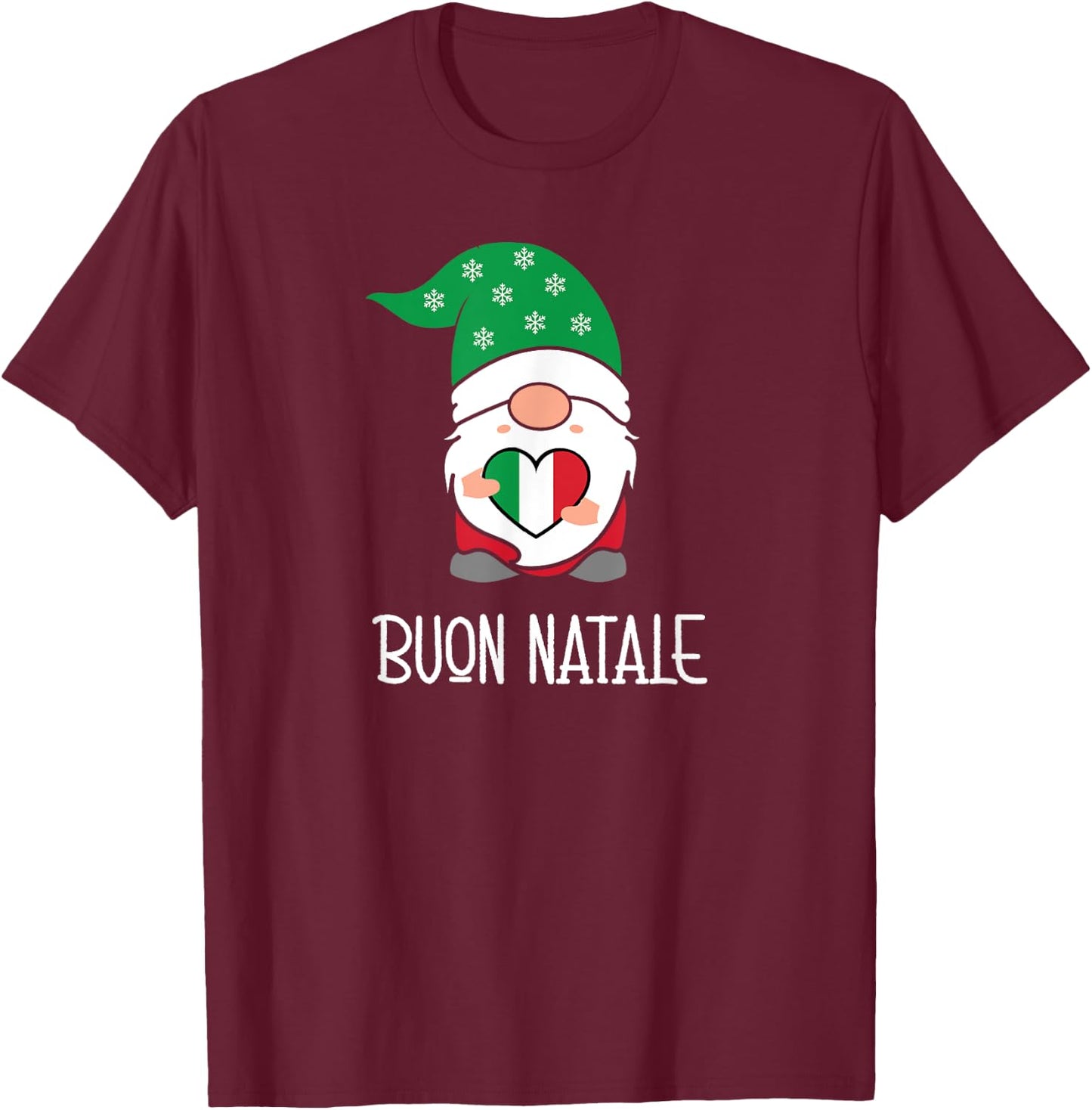 Buon Natale Italian Christmas Gnome T-Shirt - T-Shirt | Maroon