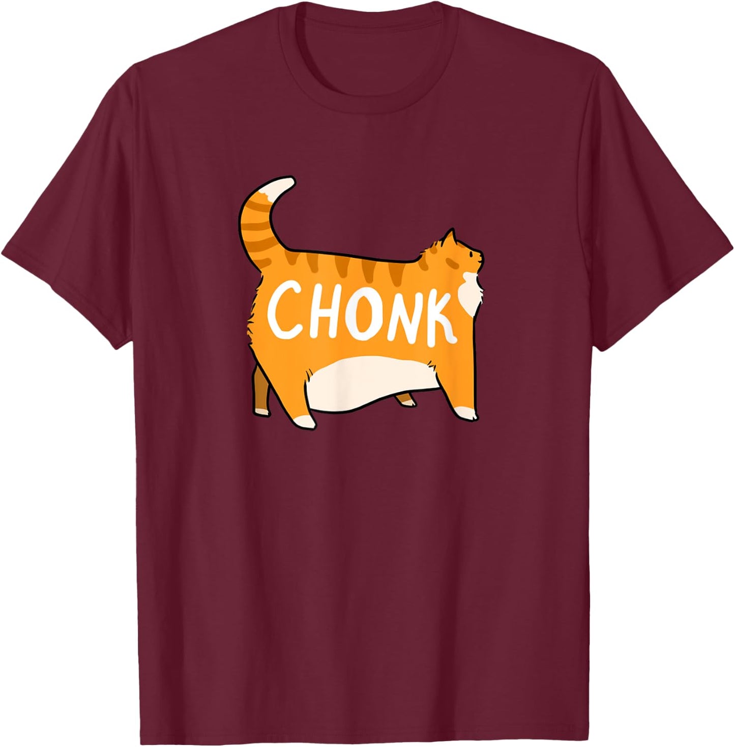 Funny Chonky Orange Tabby Cat Design T-Shirt - T-Shirt | Maroon