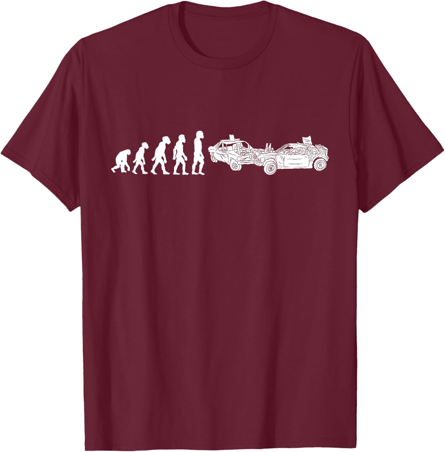 Funny Human Demolition Derby Evolution Car Racer Driver T-Shirt - T-Shirt | Maroon