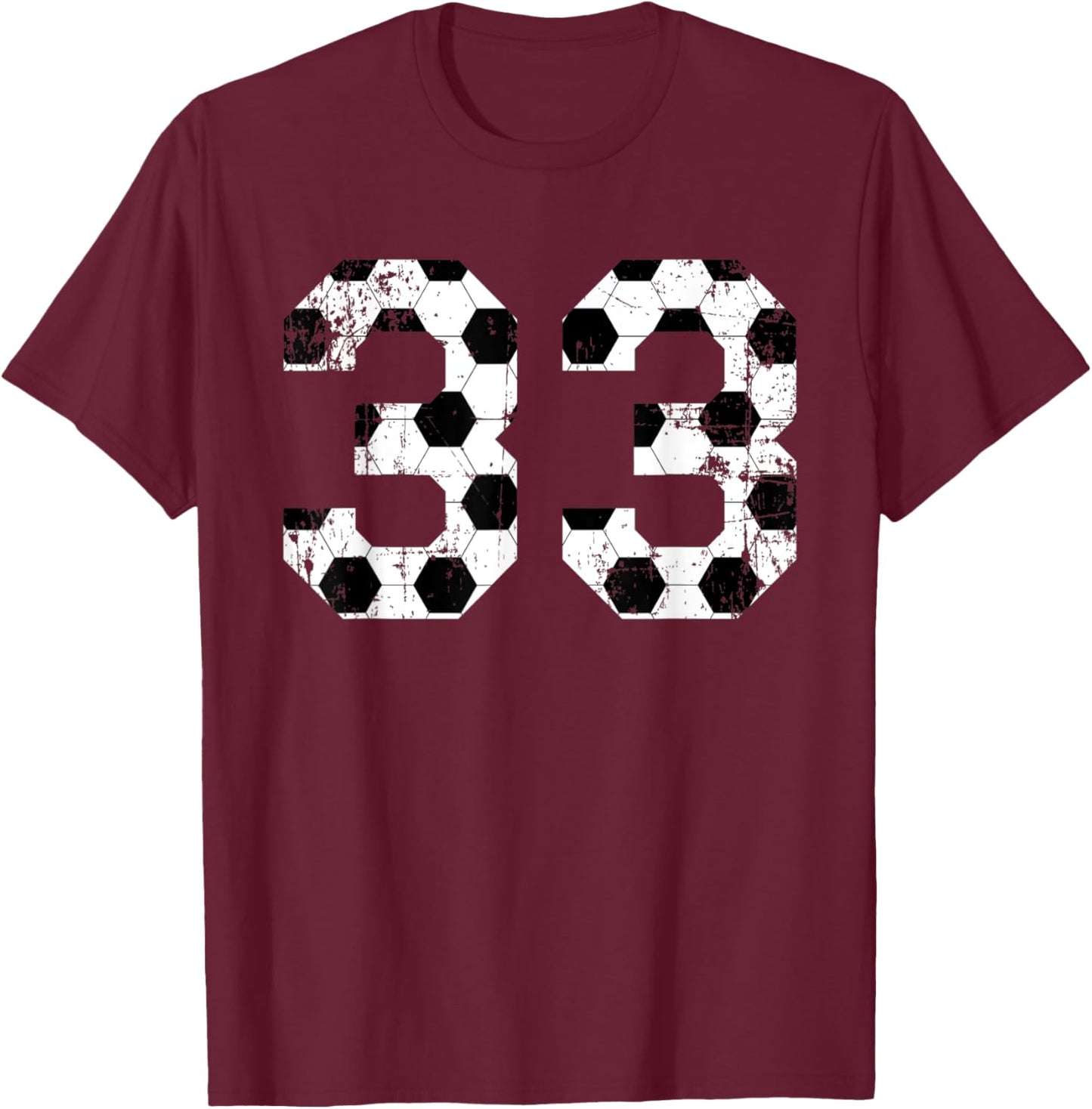 Vintage Soccer 33 Jersey Number T-Shirt - T-Shirt | Maroon