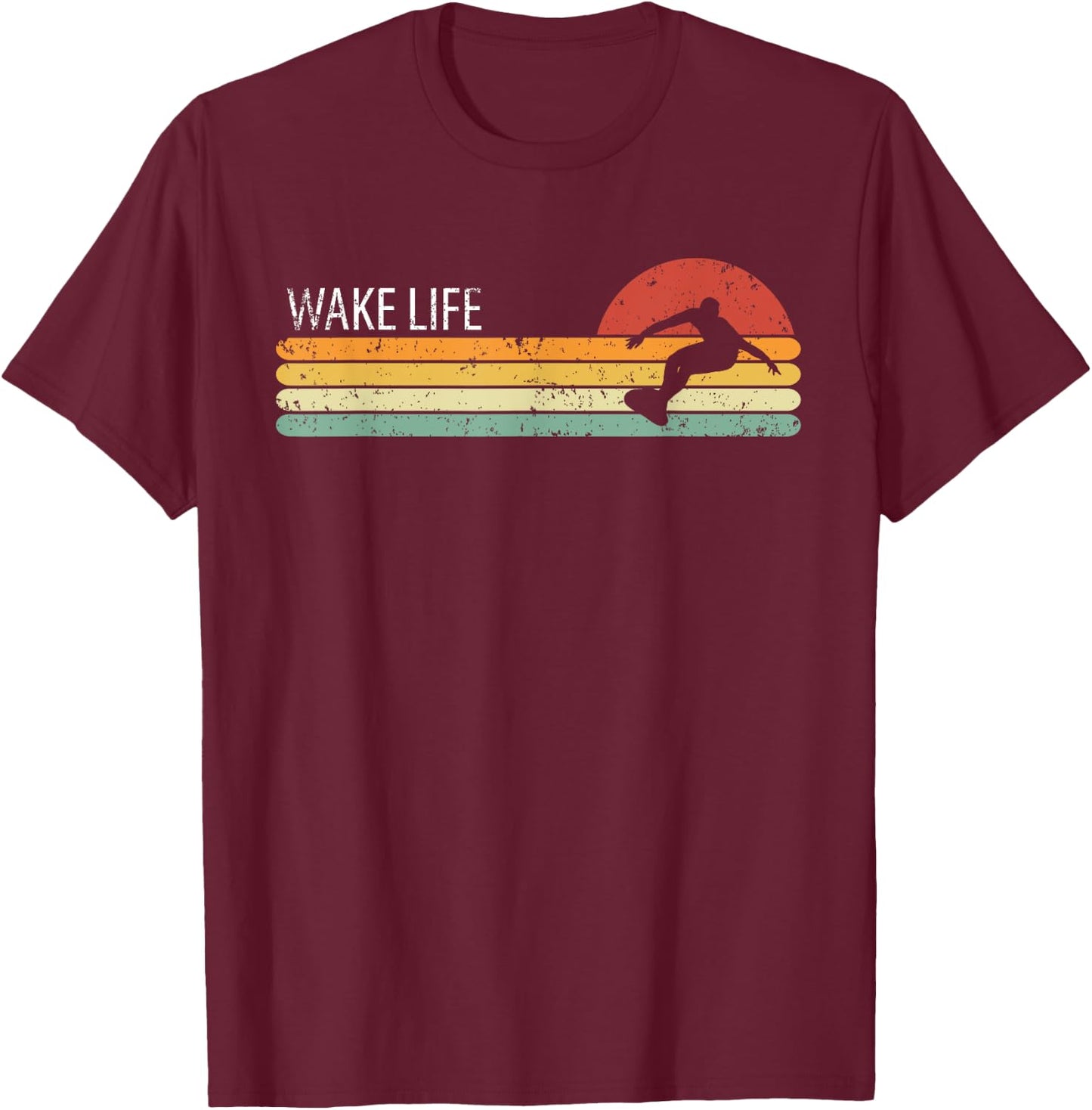 Wakesurfing Life Wakesurf Wakesurfer Vintage Retro Wake Surf T-Shirt - T-Shirt | Maroon