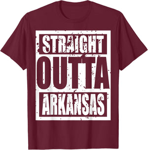 Straight Outta Arkansas Funny T-Shirt - T-Shirt | Maroon