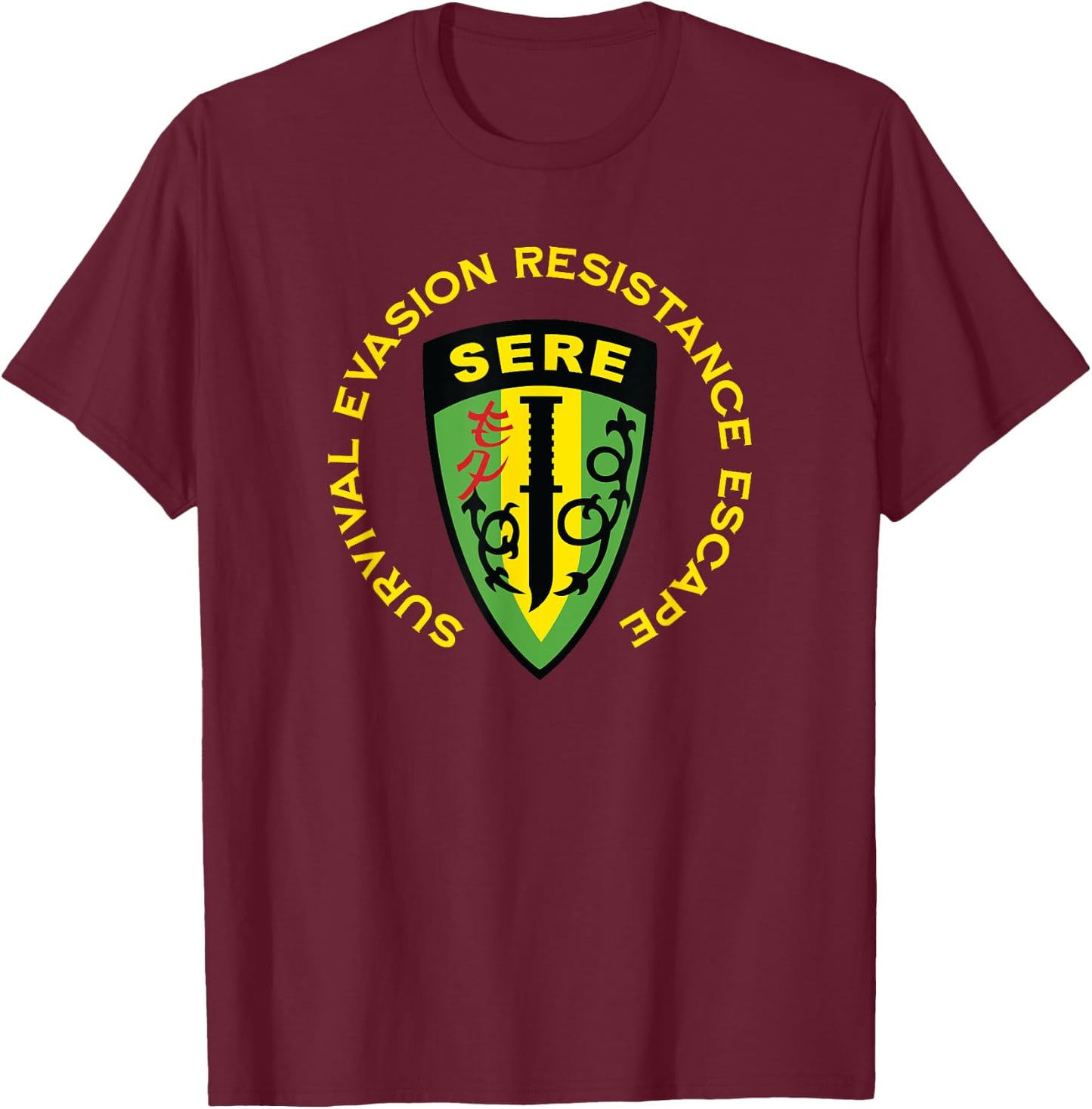 SERE Survival Evasion Resistance Escape School T-Shirt - T-Shirt | Maroon