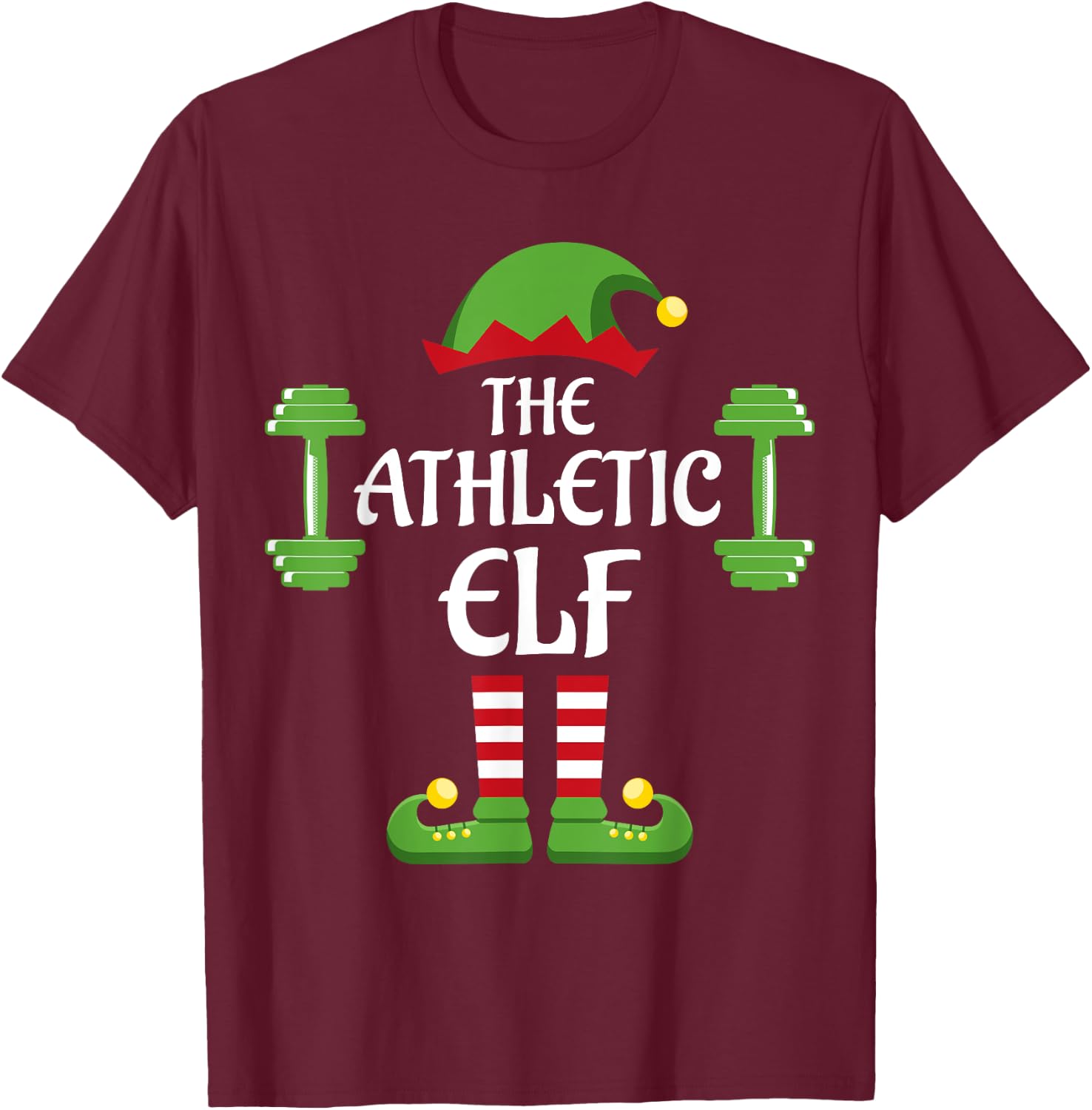 Athletic Elf Family Matching Group Christmas Sporty T-Shirt - T-Shirt | Maroon