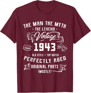 Man Myth Legend 1943 81st Birthday For 81 Years Old T-Shirt - T-Shirt | Maroon