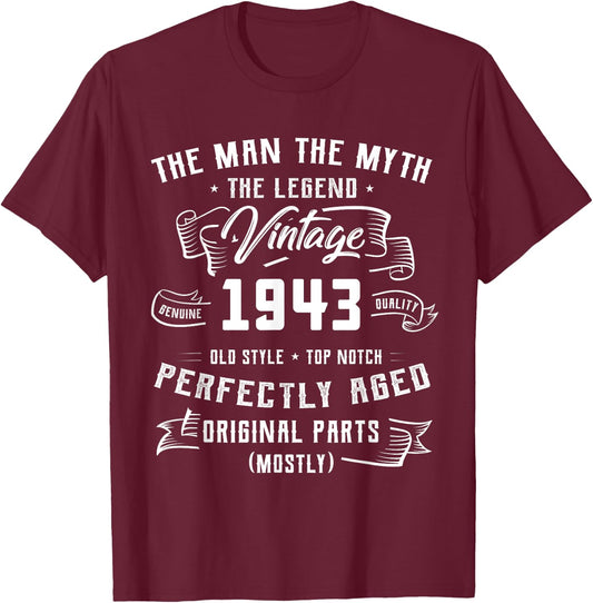 Man Myth Legend 1943 81st Birthday For 81 Years Old T-Shirt - T-Shirt | Maroon