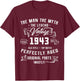 Man Myth Legend 1943 81st Birthday For 81 Years Old T-Shirt - T-Shirt | Maroon