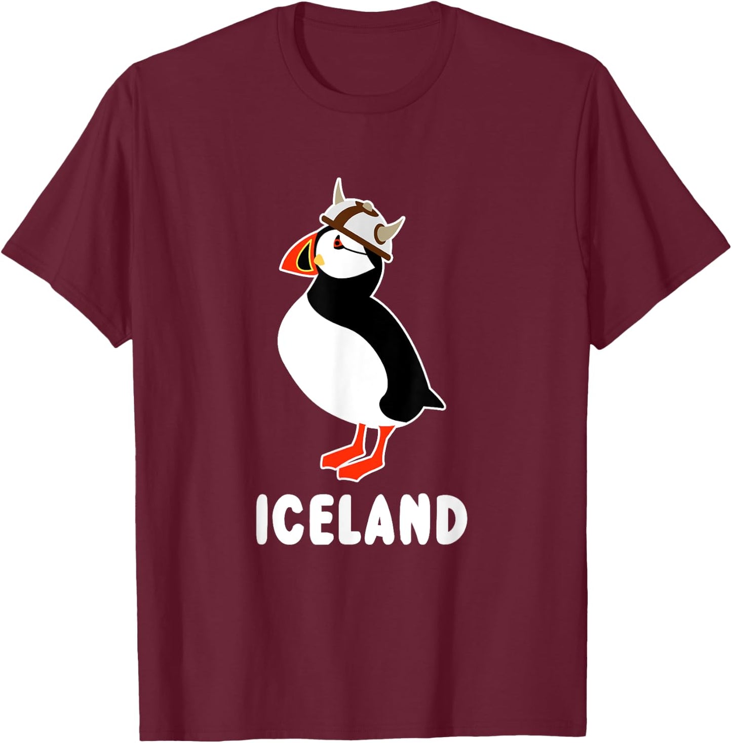 Puffin Viking Iceland T-Shirt - T-Shirt | Maroon