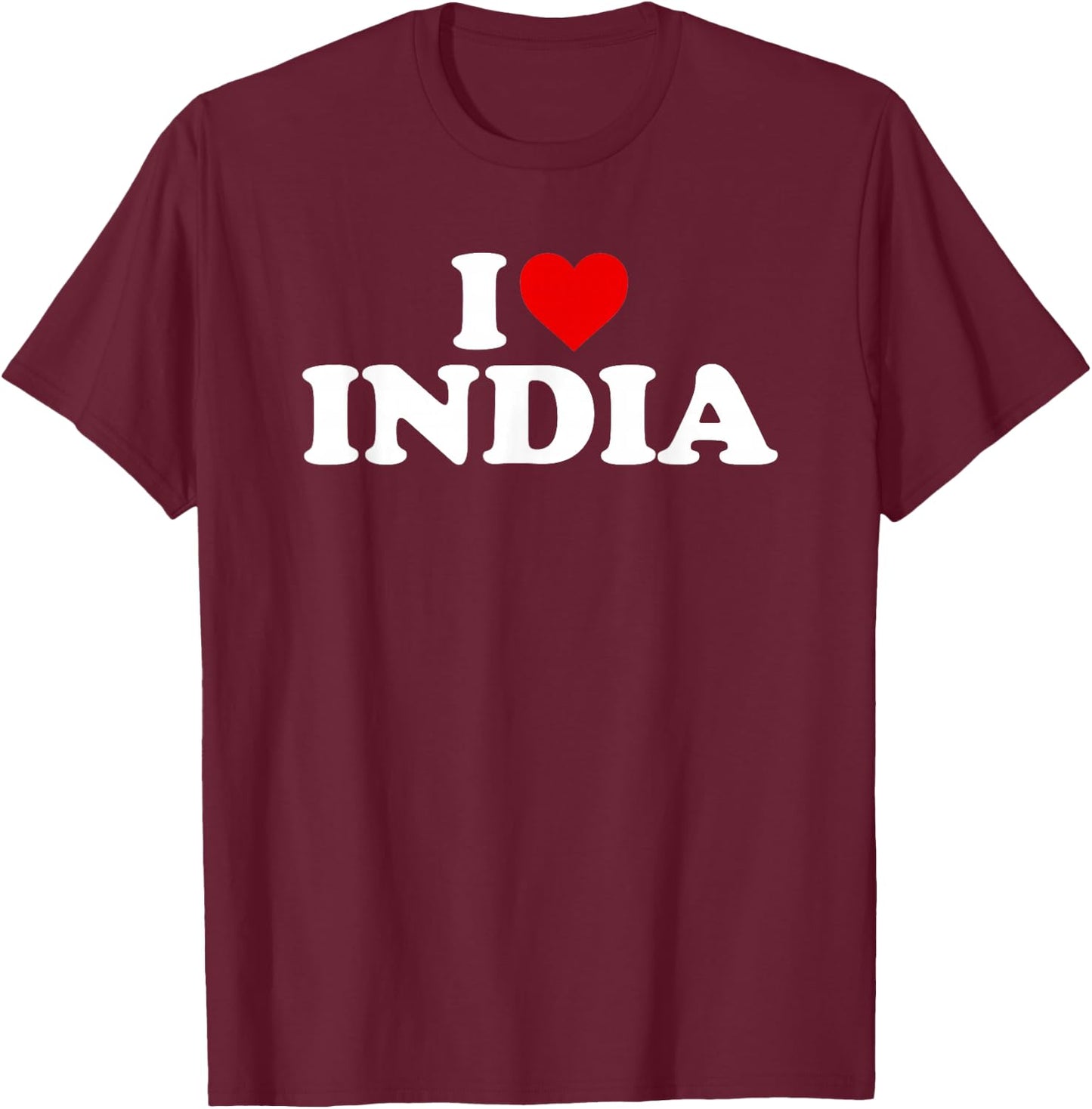 I Love India - Heart T-Shirt - T-Shirt | Maroon